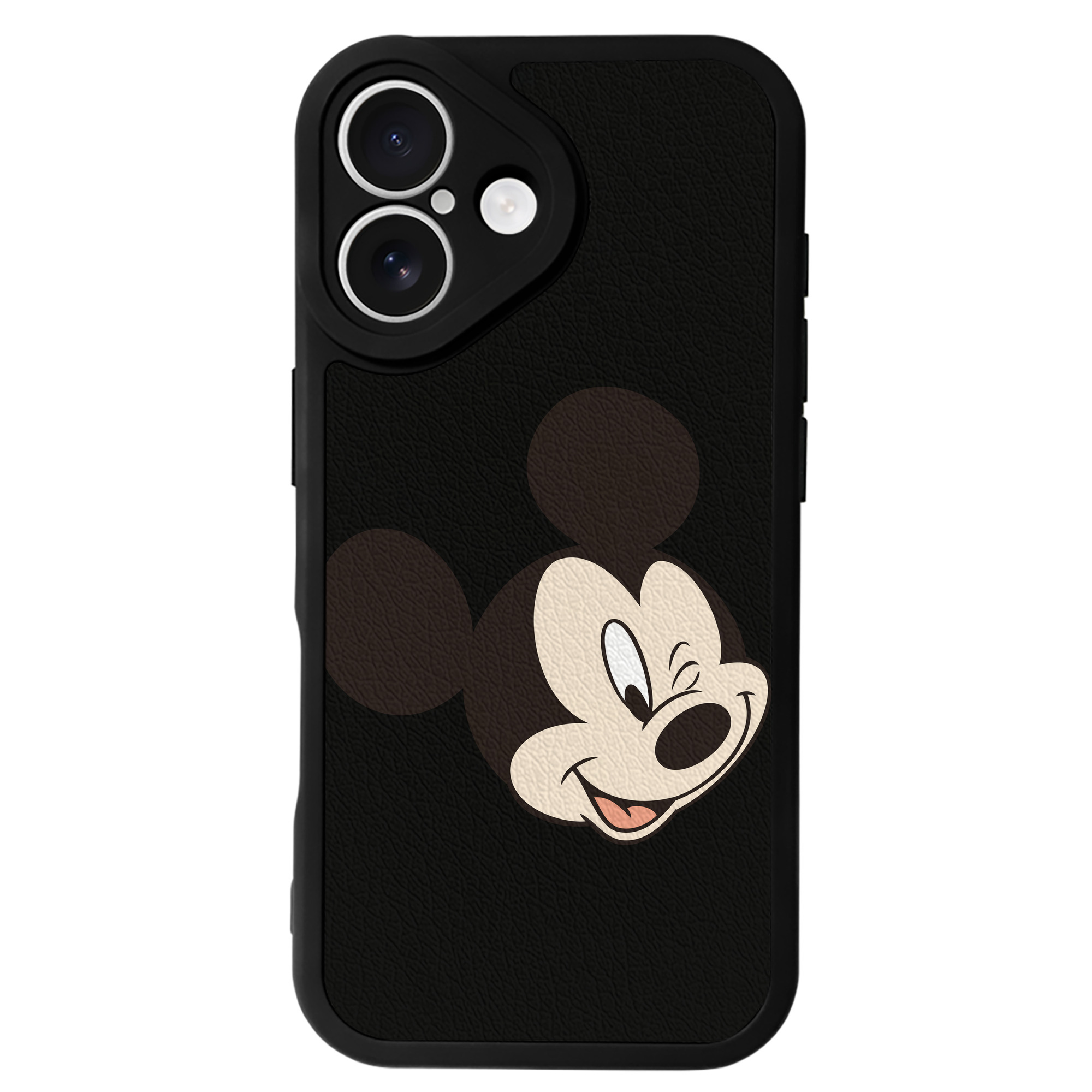 （画像用） ミッキーマウス Mickey Mouse 【iPhone 16シリーズ対応】シリコンスマホケース（レザー調） 材質：シリコン